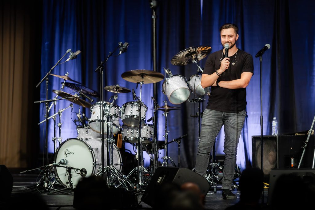 DrumFest at PASIC featuring drummer Nic Collins on stage